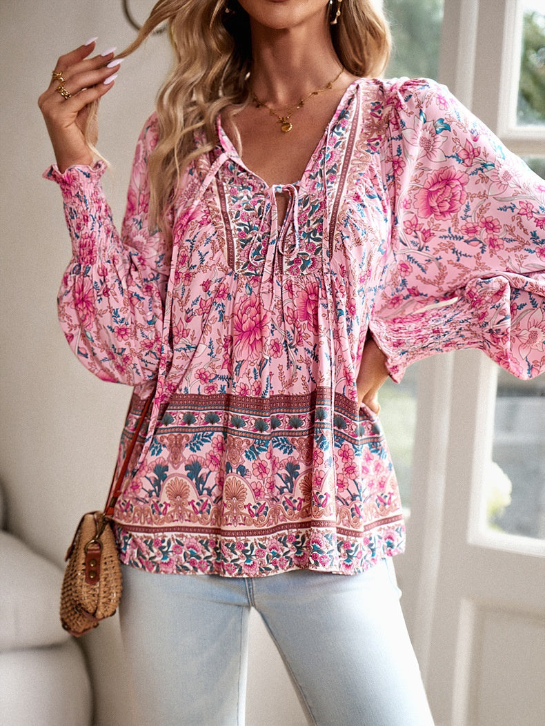 Bernice – Blommig Boho-tunika